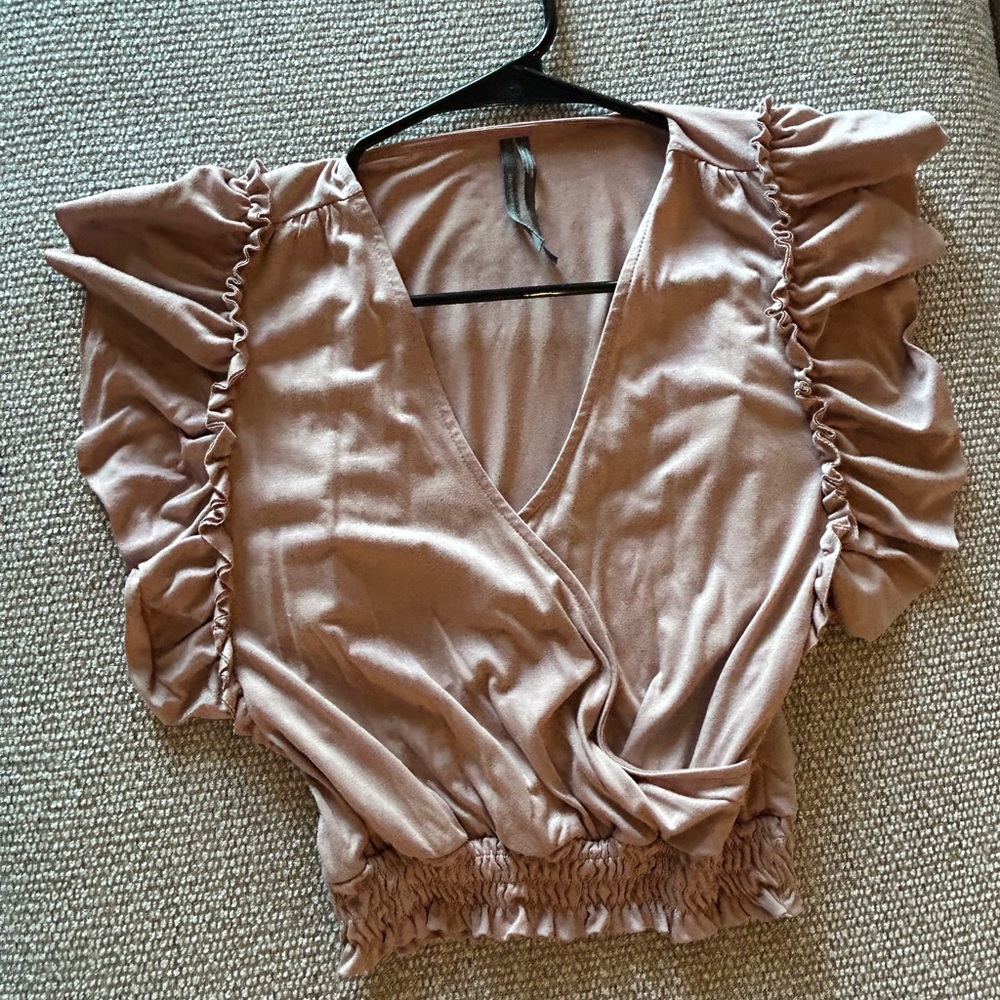 Anthropologie Ruffled Mauve Blouse